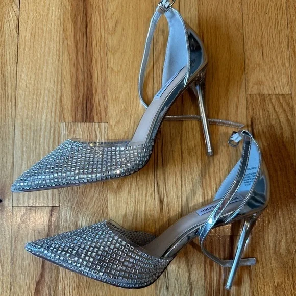 Steve Madden Alisha Silver Metallic Rhinestone Pumps size 8 - Picture 7 of 9